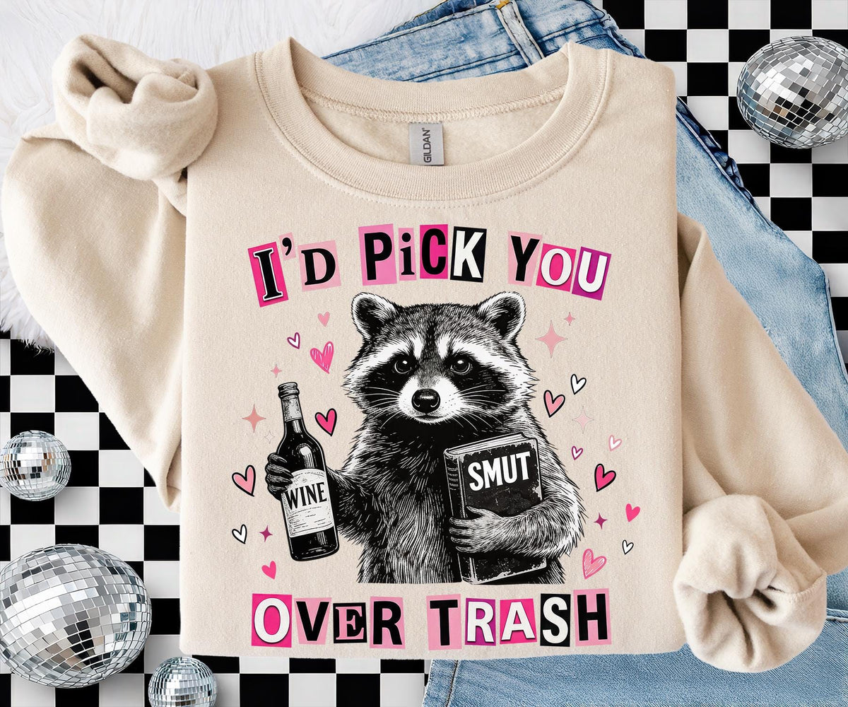 I’d Pick You Over Trash Funny Raccoon Graphic T-Shirt – product image 3