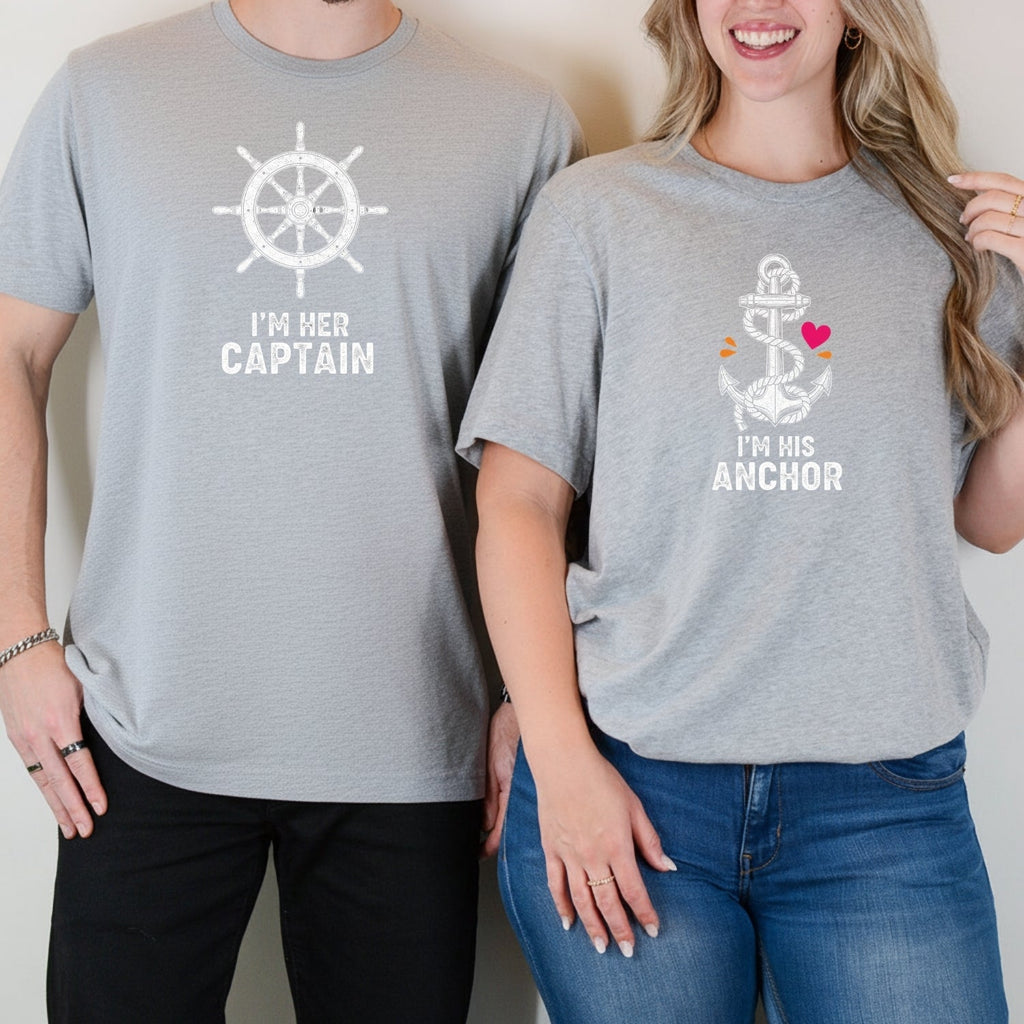I'm Her Captain I'm His Anchor Matching T-Shirts For Couples product image 5