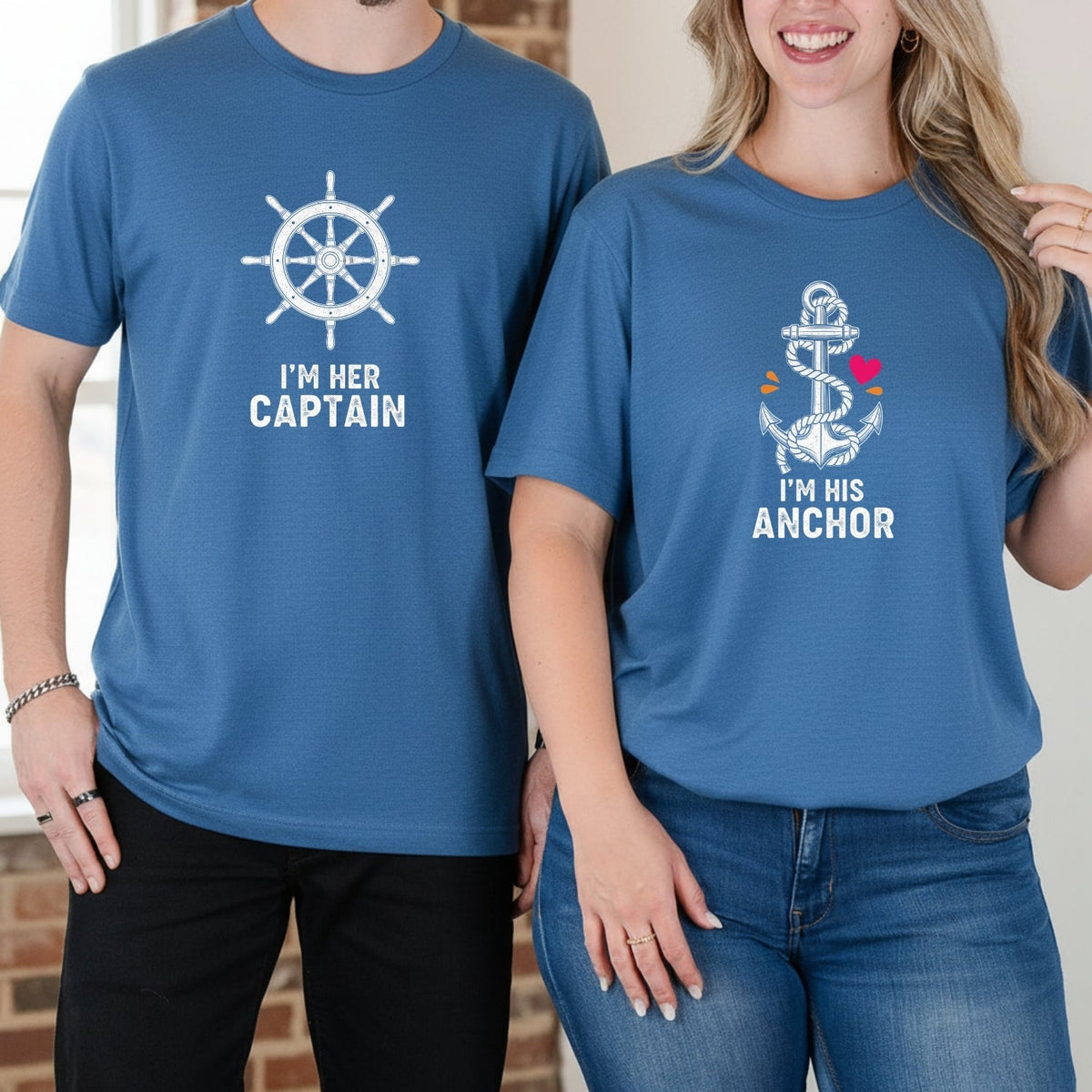 I'm Her Captain I'm His Archor Matching T-Shirts For Couples product image 10