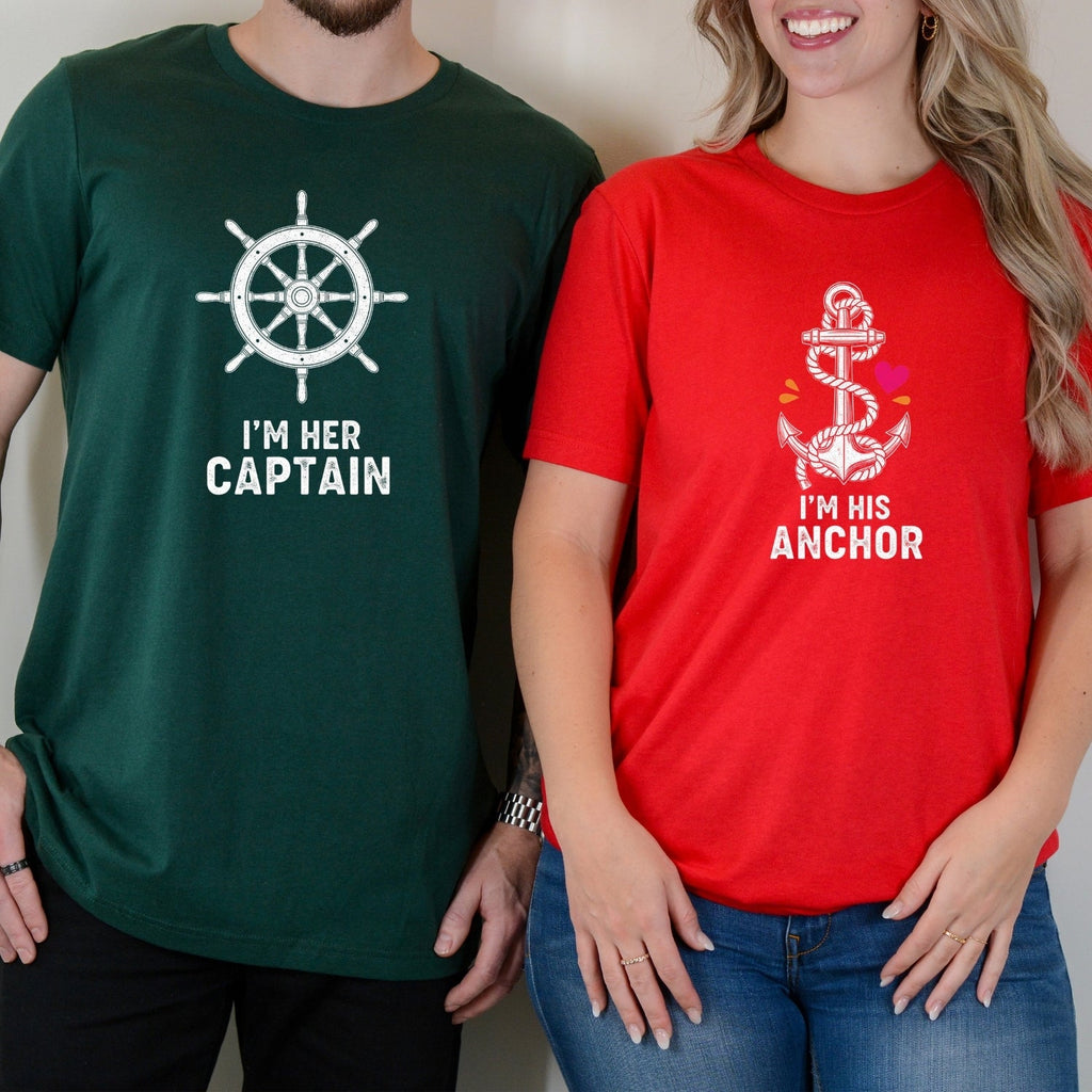 I'm Her Captain I'm His Archor Matching T-Shirts For Couples product image 4