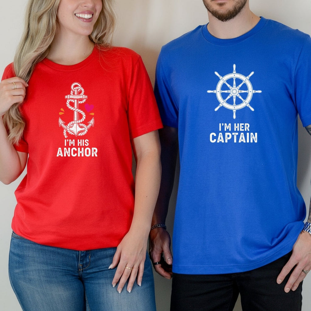 I'm Her Captain I'm His Archor Matching T-Shirts For Couples product image 6