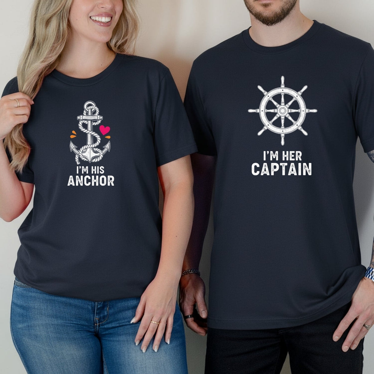 I'm Her Captain I'm His Archor Matching T-Shirts For Couples product image 1