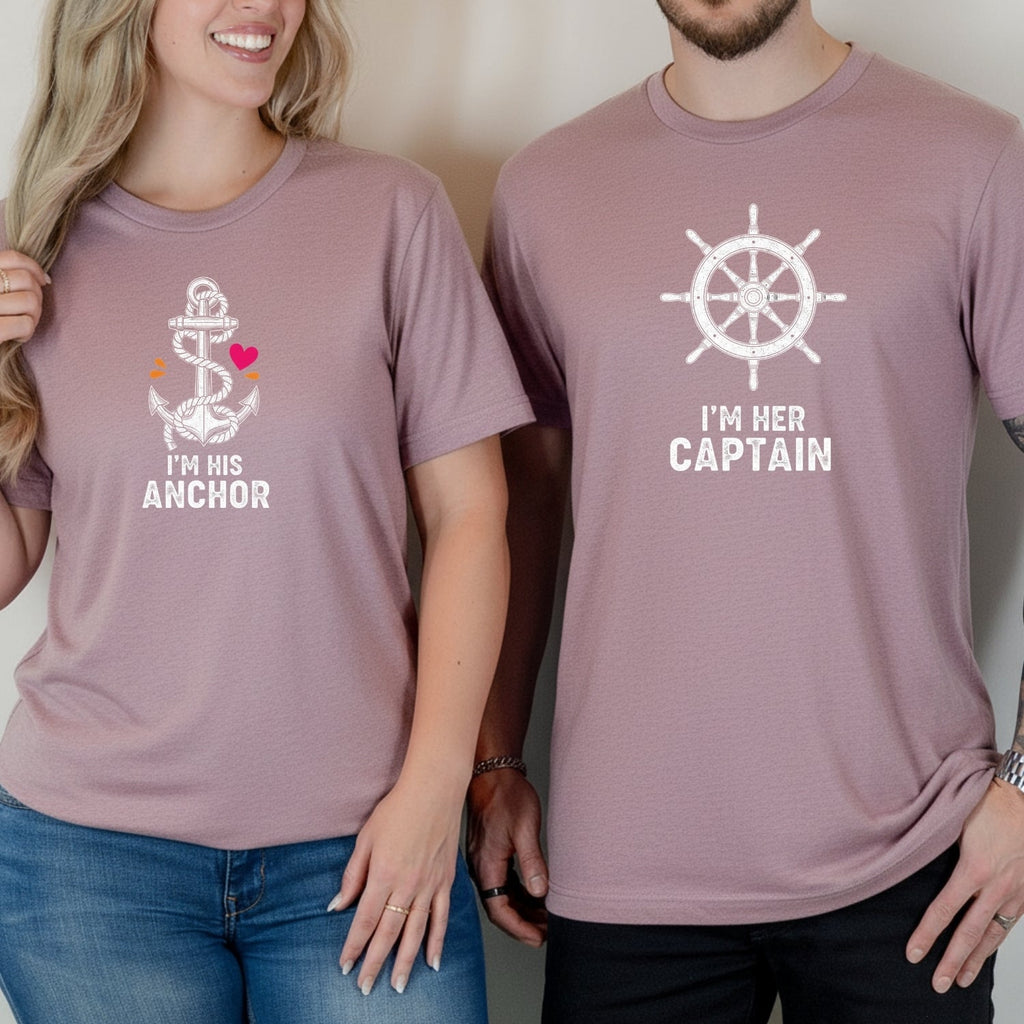 I'm Her Captain I'm His Archor Matching T-Shirts For Couples product image 7