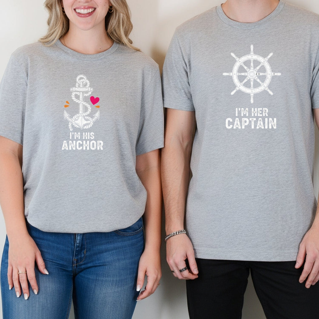 I'm Her Captain I'm His Archor Matching T-Shirts For Couples product image 8