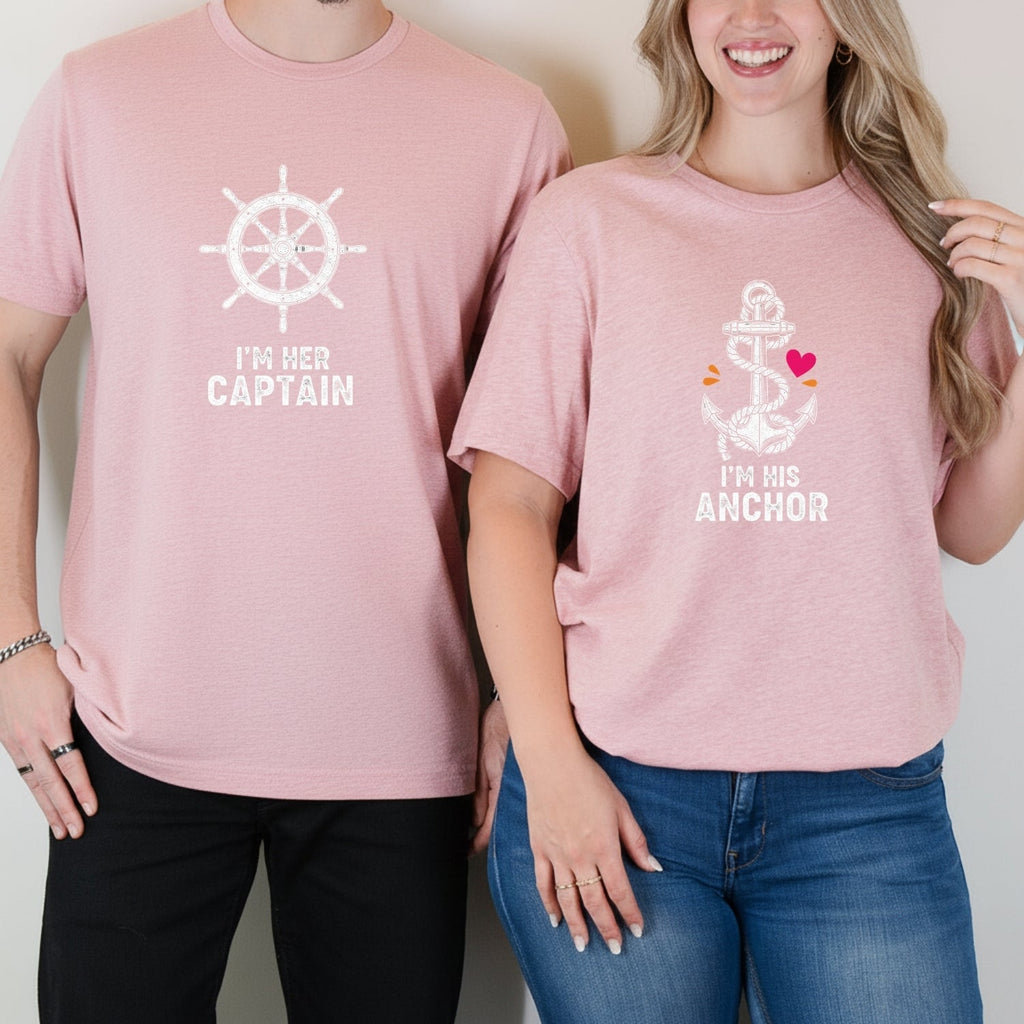 I'm Her Captain I'm His Archor Matching T-Shirts For Couples product image 9