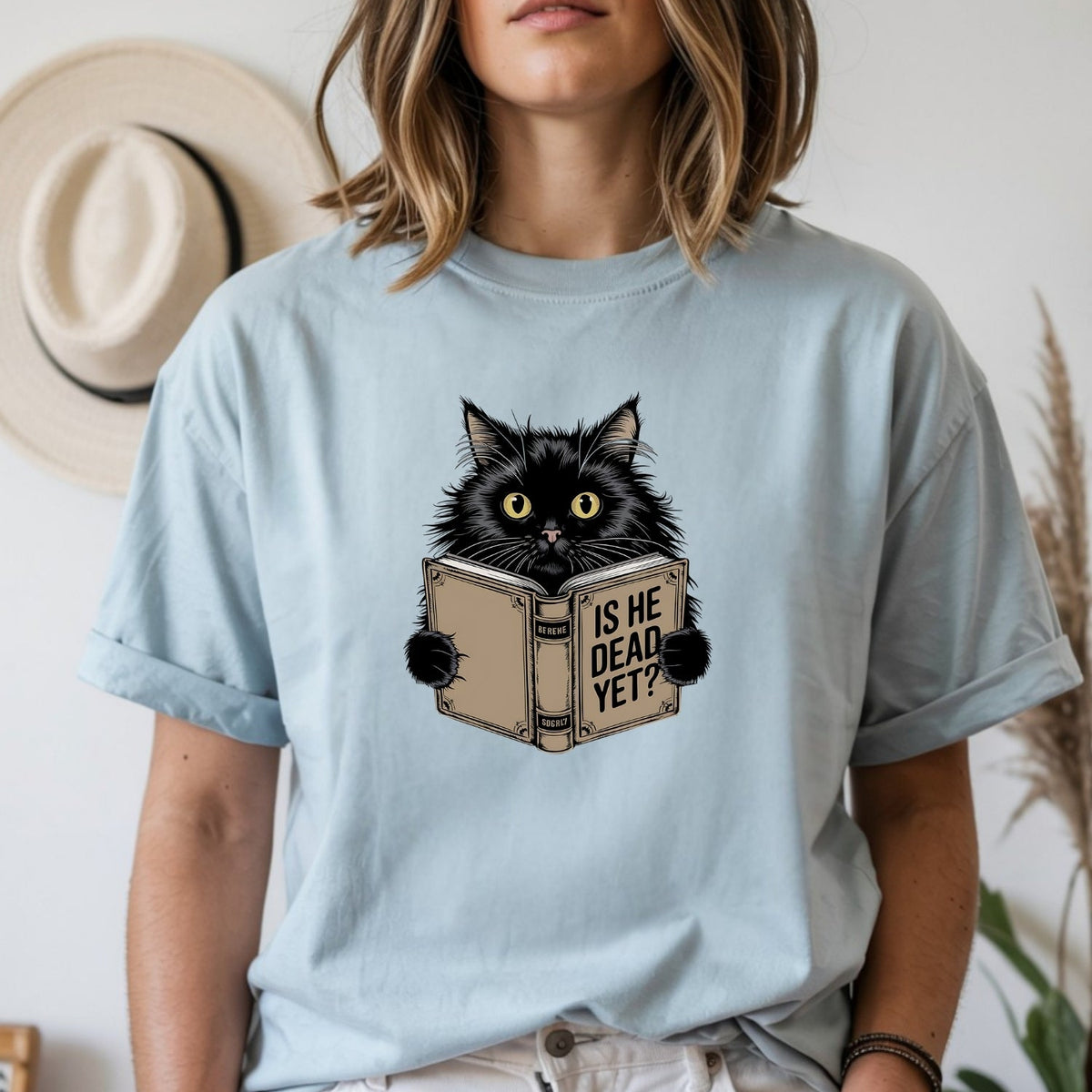 Is He Dead Yet T-Shirt - Funny Cat Sarcastic Graphic Tee product image 11