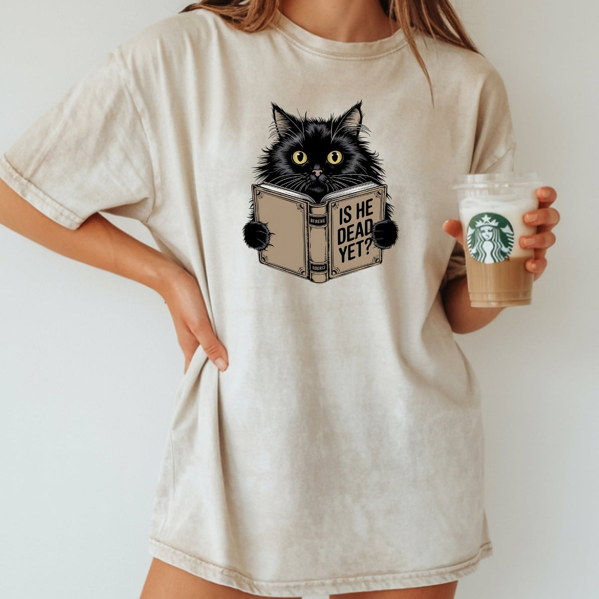 Is He Dead Yet T-Shirt - Funny Cat Sarcastic Graphic Tee product image 13