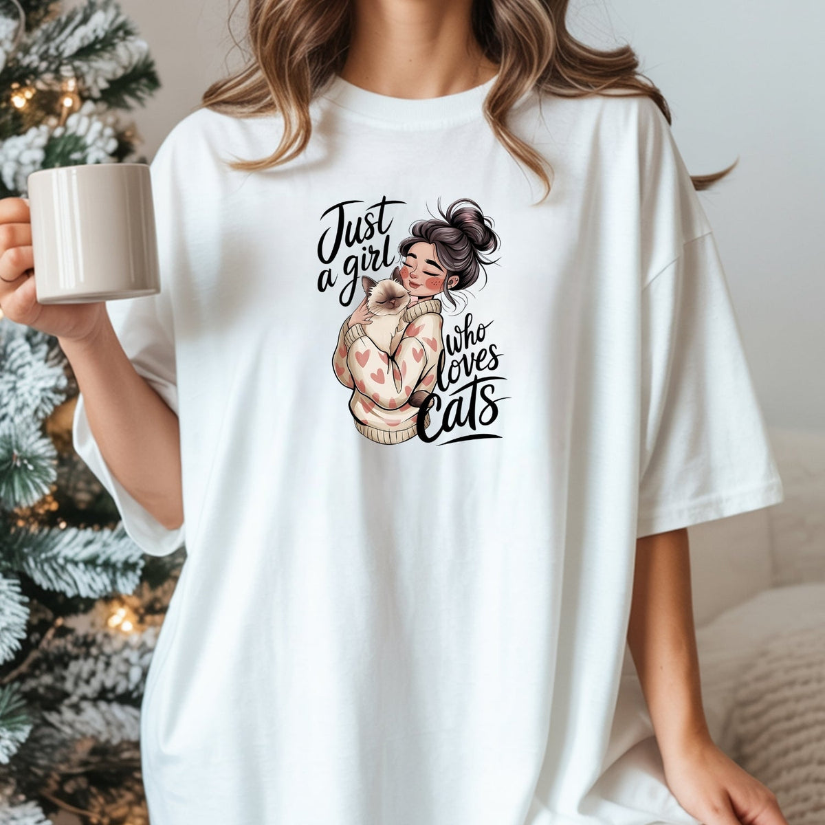 Just a Girl Who Loves Cats T-Shirt - Funny Cat Sarcastic product image 2