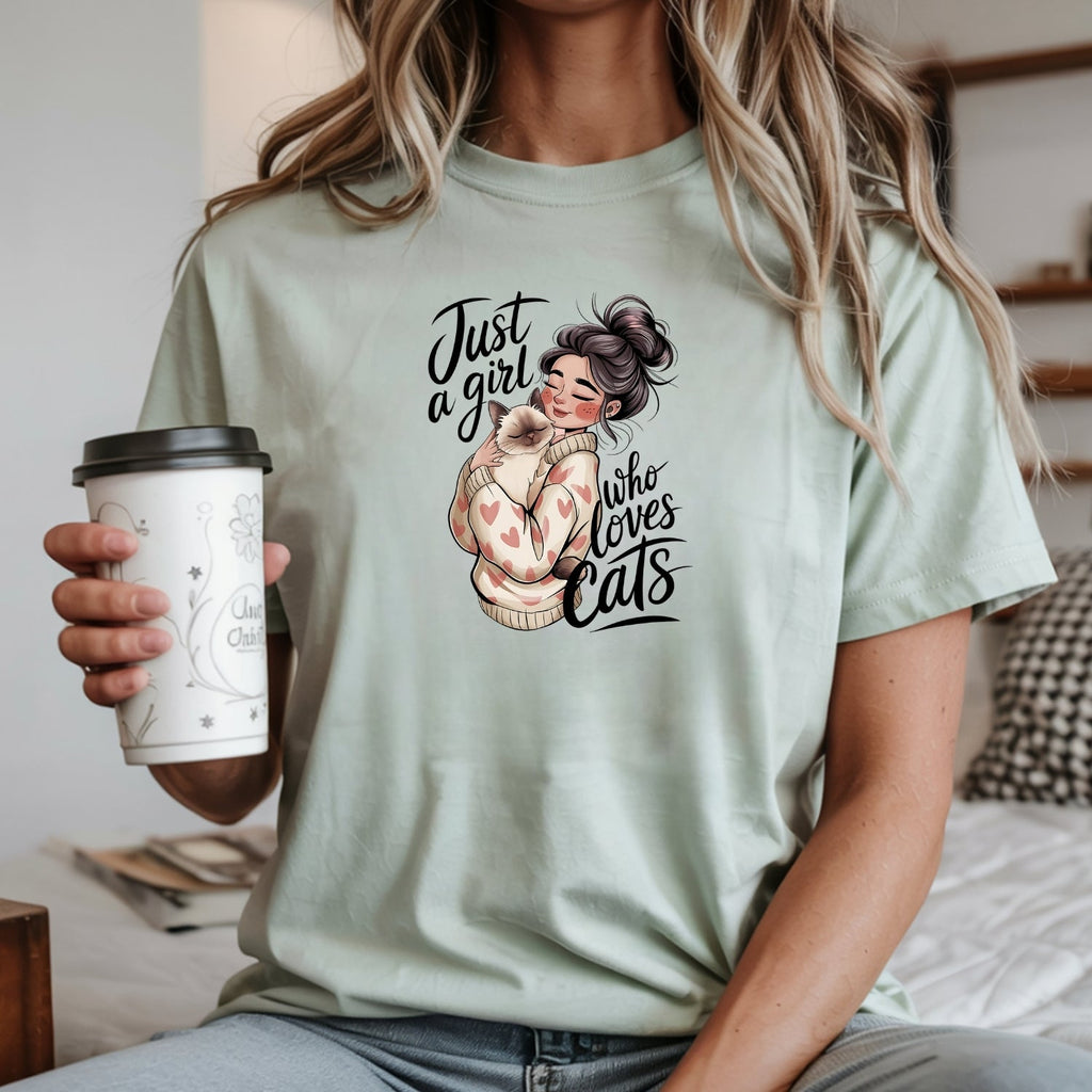 Just a Girl Who Loves Cats T-Shirt - Funny Cat Sarcastic product image 3