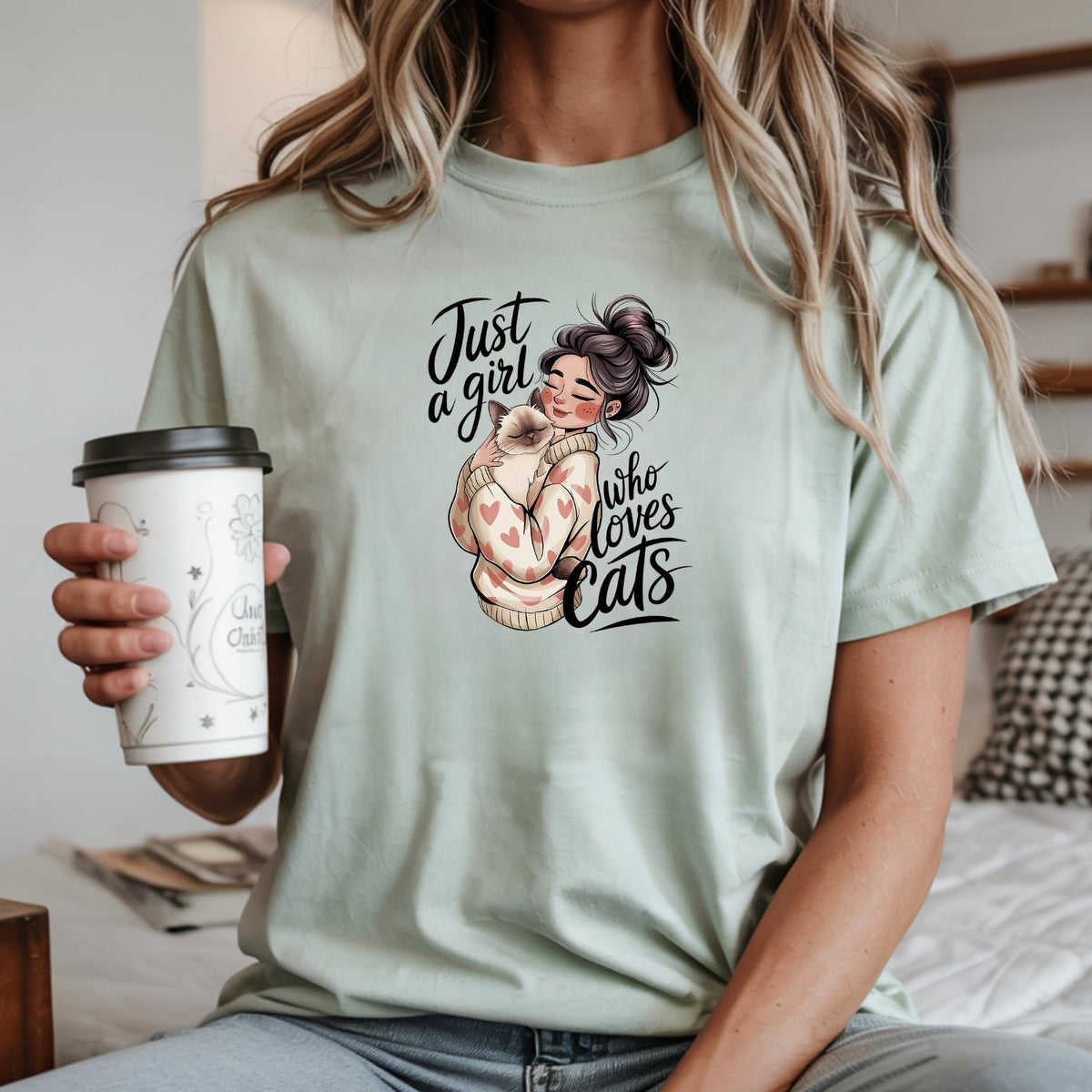 Just a Girl Who Loves Cats T-Shirt - Funny Cat Sarcastic product image 3