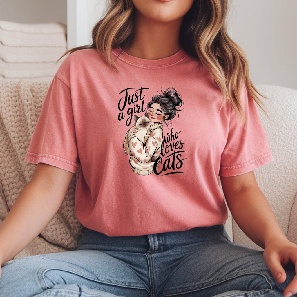 Just a Girl Who Loves Cats T-Shirt - Funny Cat Sarcastic product image 4