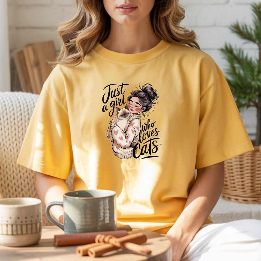 Just a Girl Who Loves Cats T-Shirt - Funny Cat Sarcastic product image 6