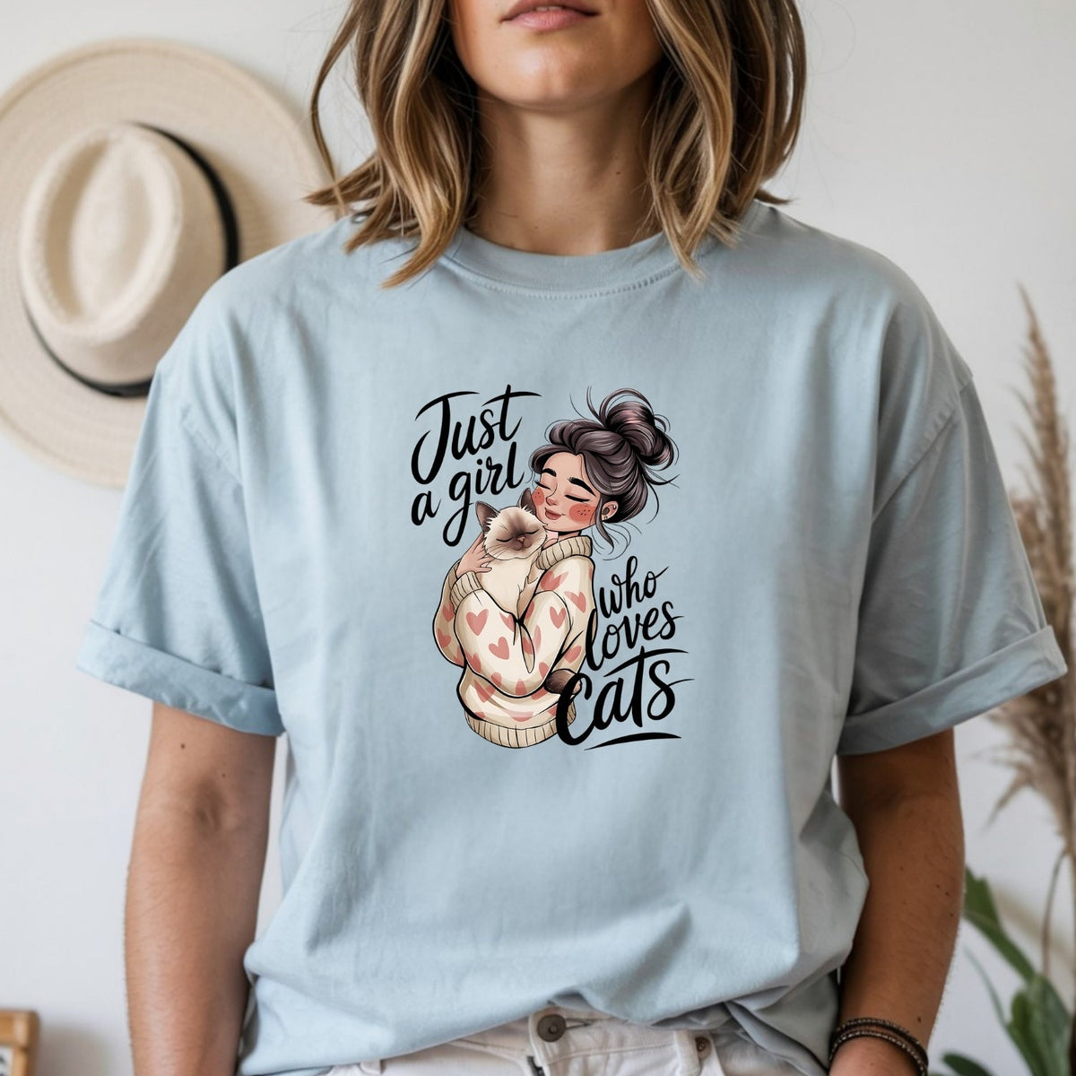 Just a Girl Who Loves Cats T-Shirt - Funny Cat Sarcastic product image 7