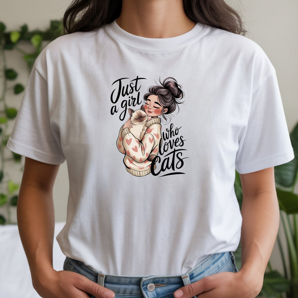 Just a Girl Who Loves Cats T-Shirt - Funny Cat Sarcastic product image 8