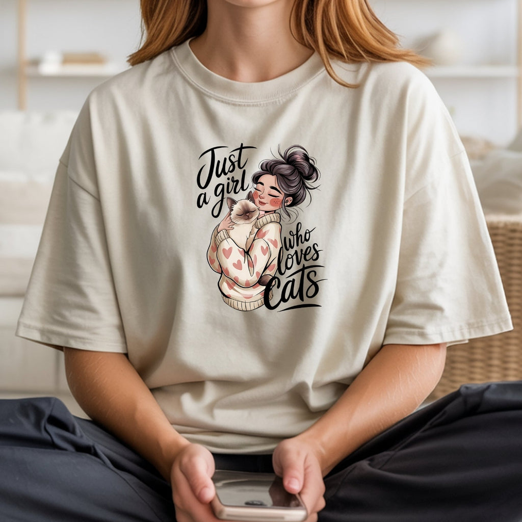 Just a Girl Who Loves Cats T-Shirt - Funny Cat Sarcastic product image 9