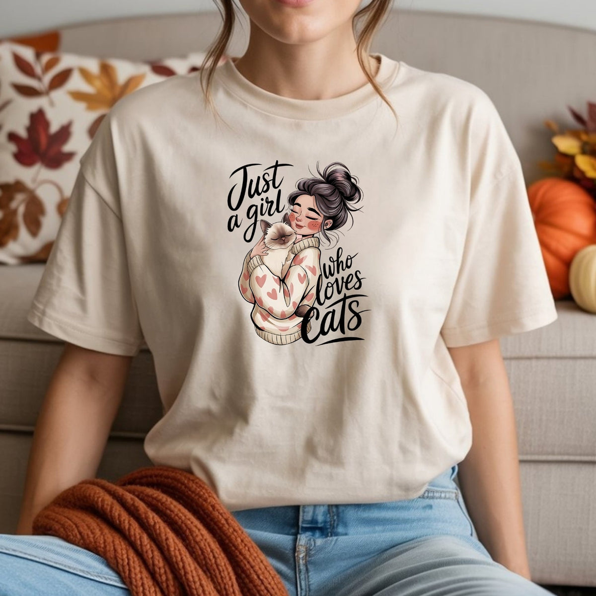 Just a Girl Who Loves Cats T-Shirt - Funny Cat Sarcastic product image 15