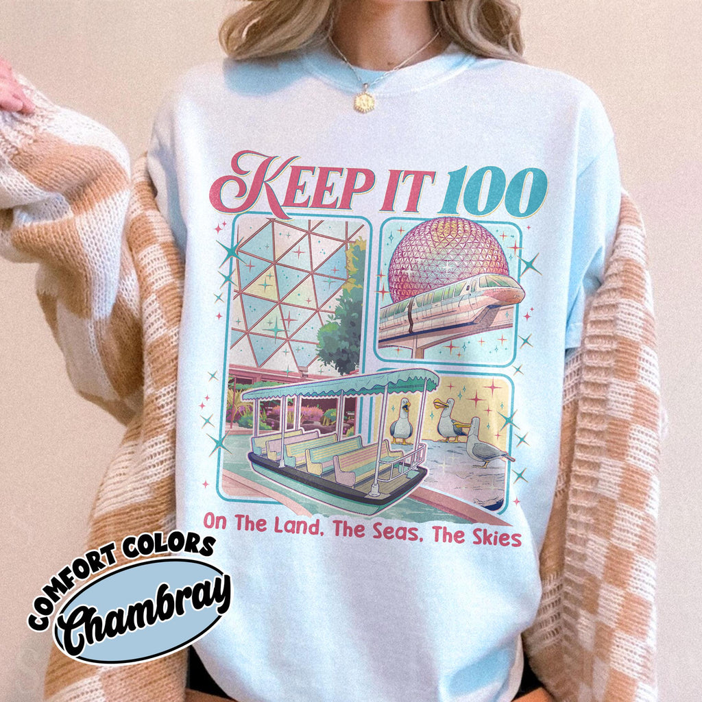 Keep It 100 The Land Seas Skies WDW Shirt – Retro Magic product image 1