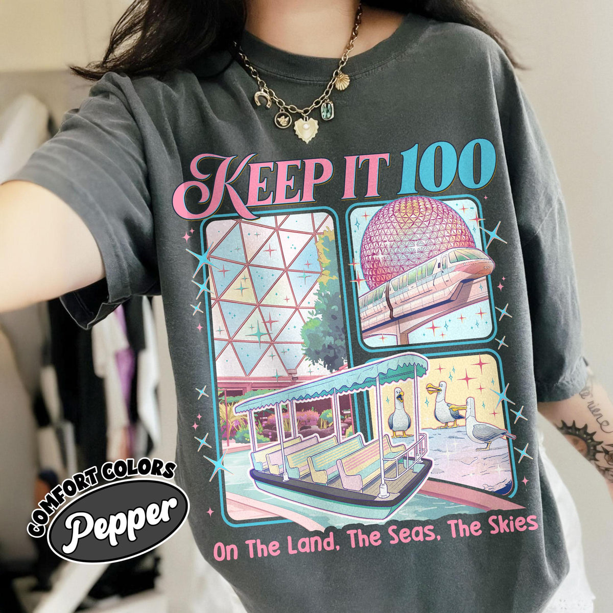 Keep It 100 The Land Seas Skies WDW Shirt – Retro Magic product image 5