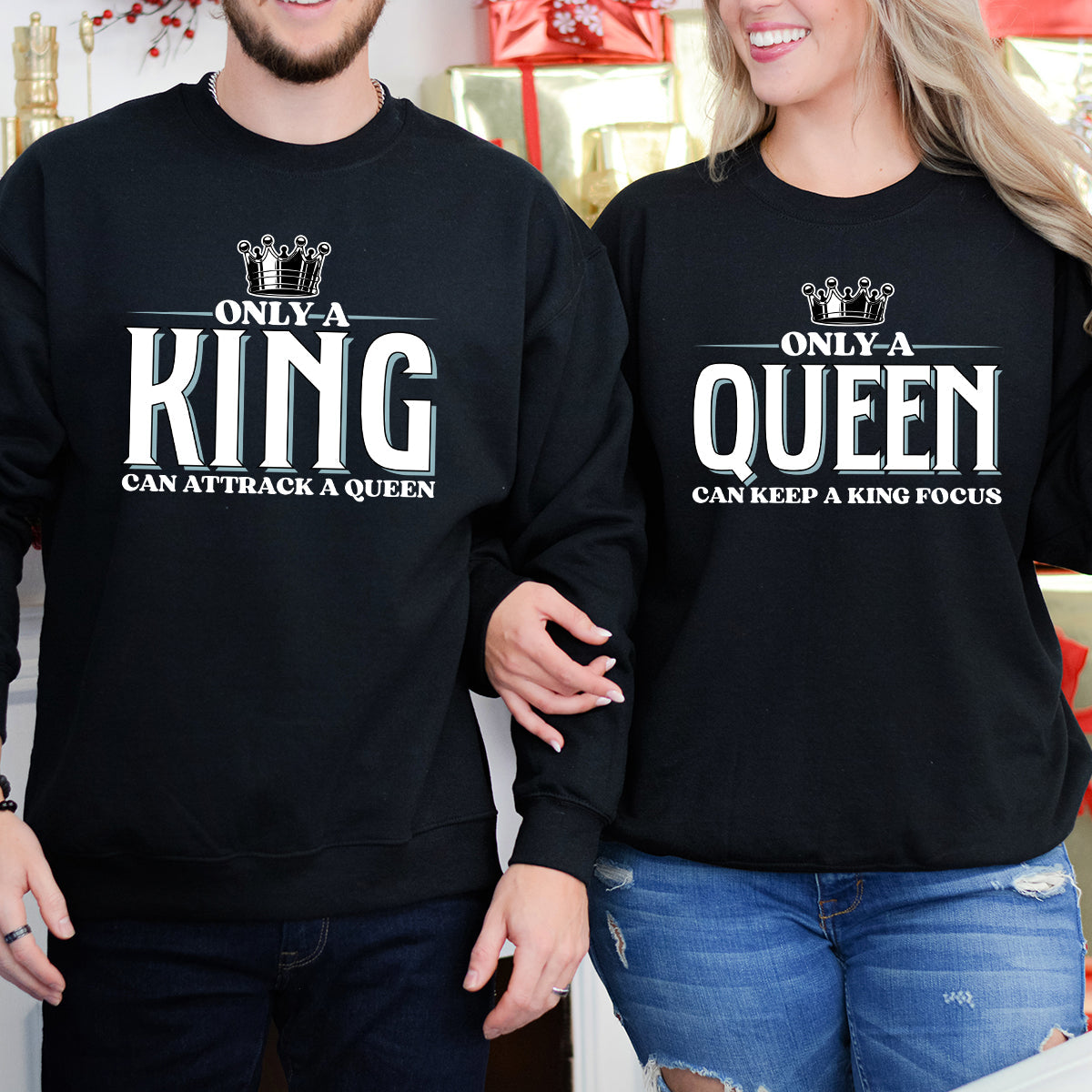 King Attract Queen Focus Matching Hoodies For Couples product image 5