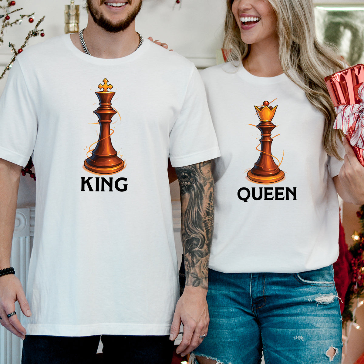 King & Queen Chess Piece Matching T-Shirts For Couples product image 2