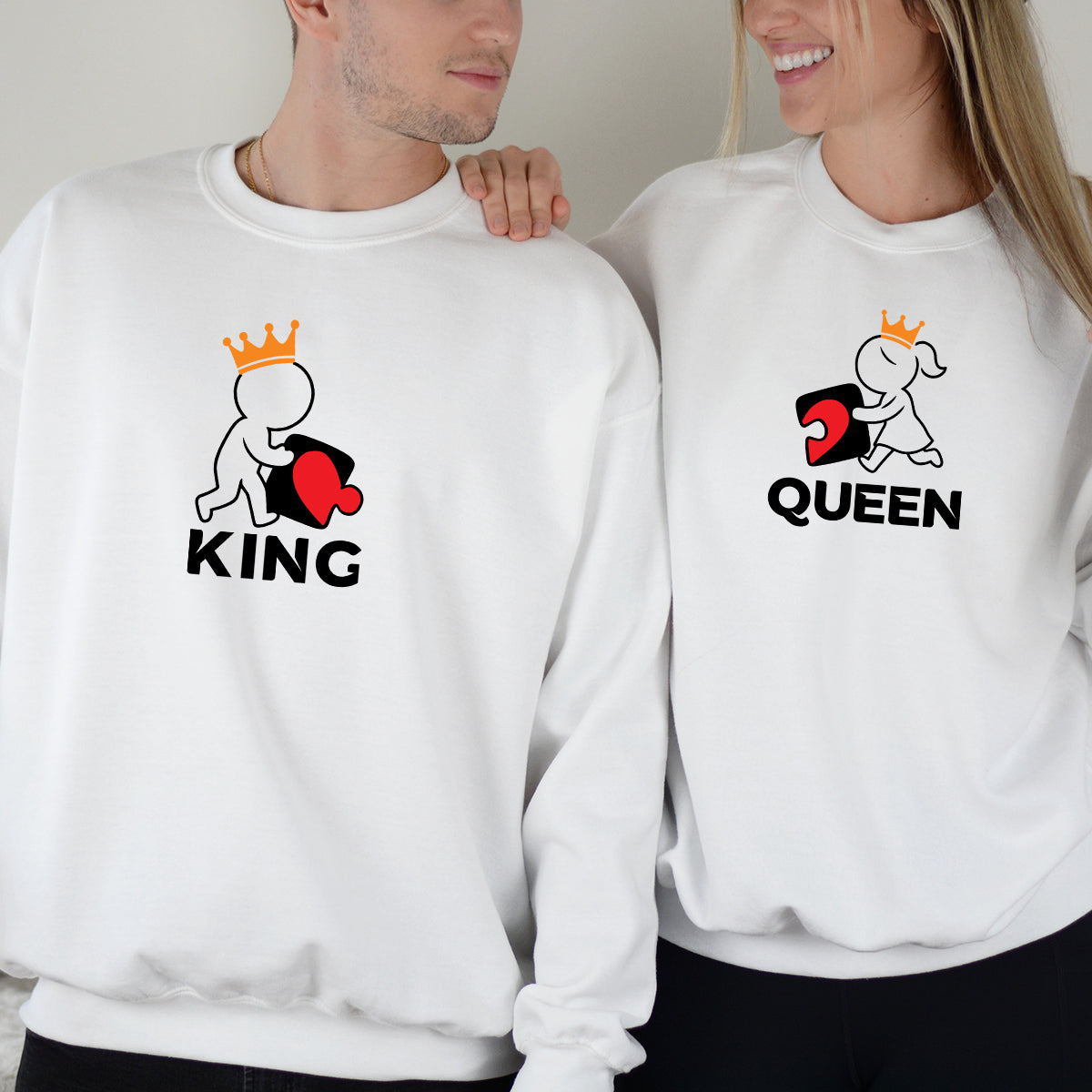King x Queen Puzzle Matching Hoodies For Couples product image 5