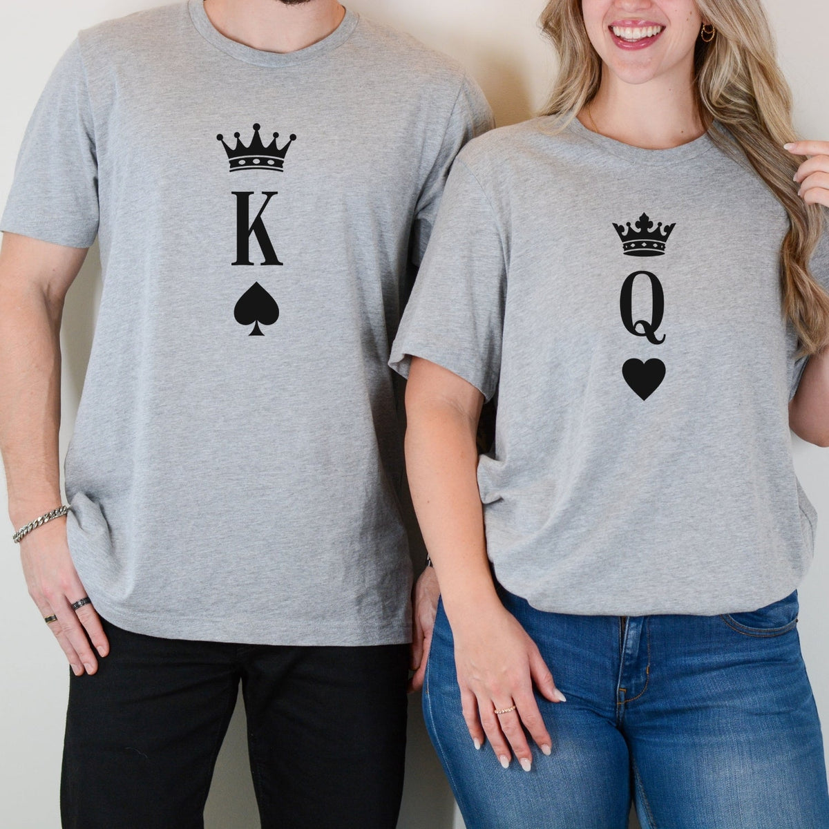 King and Queen Heart Matching T-Shirts For Couples product image 1