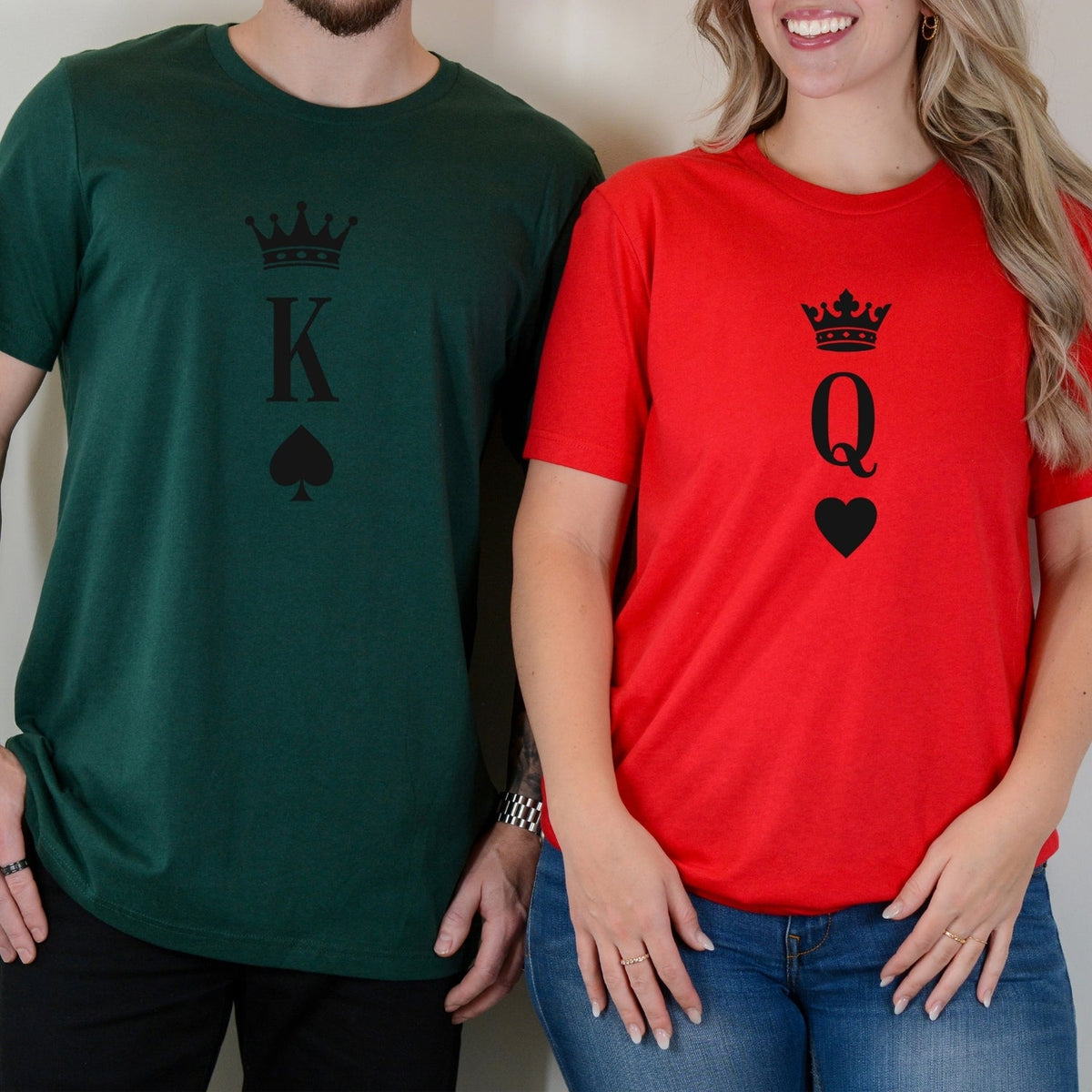 King and Queen Heart Matching T-Shirts For Couples product image 2