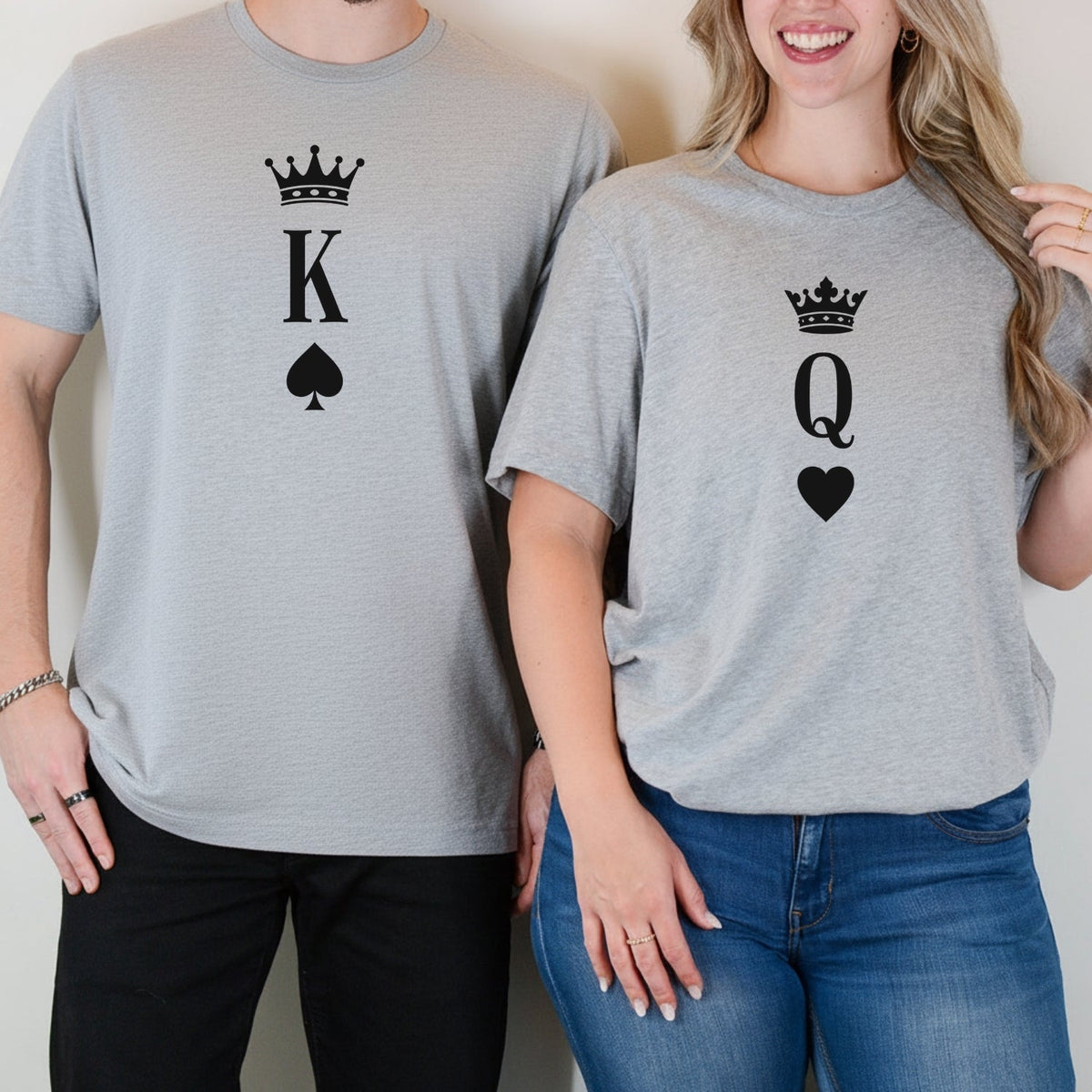 King and Queen Heart Matching T-Shirts For Couples product image 4