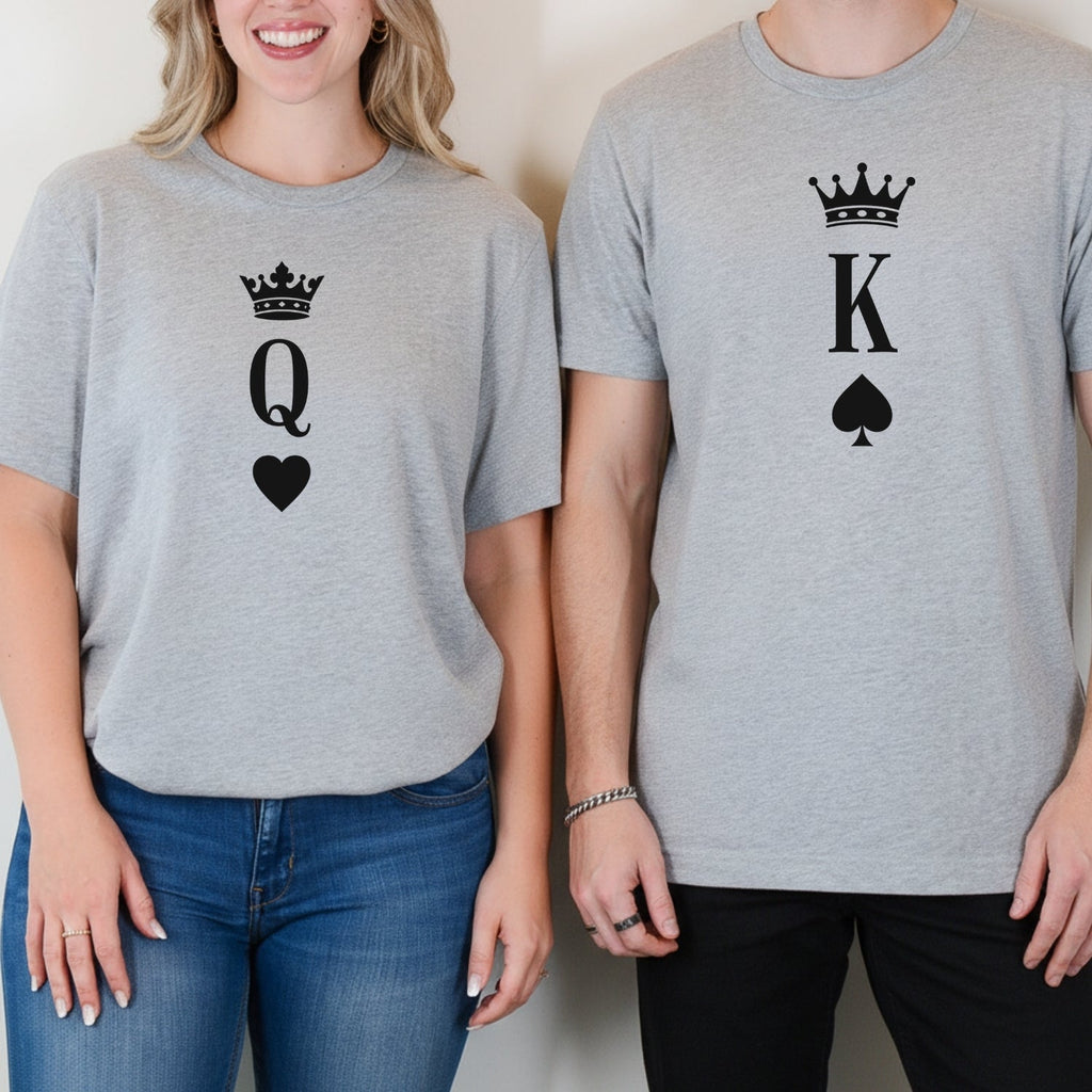 King and Queen Heart Matching T-Shirts For Couples product image 7