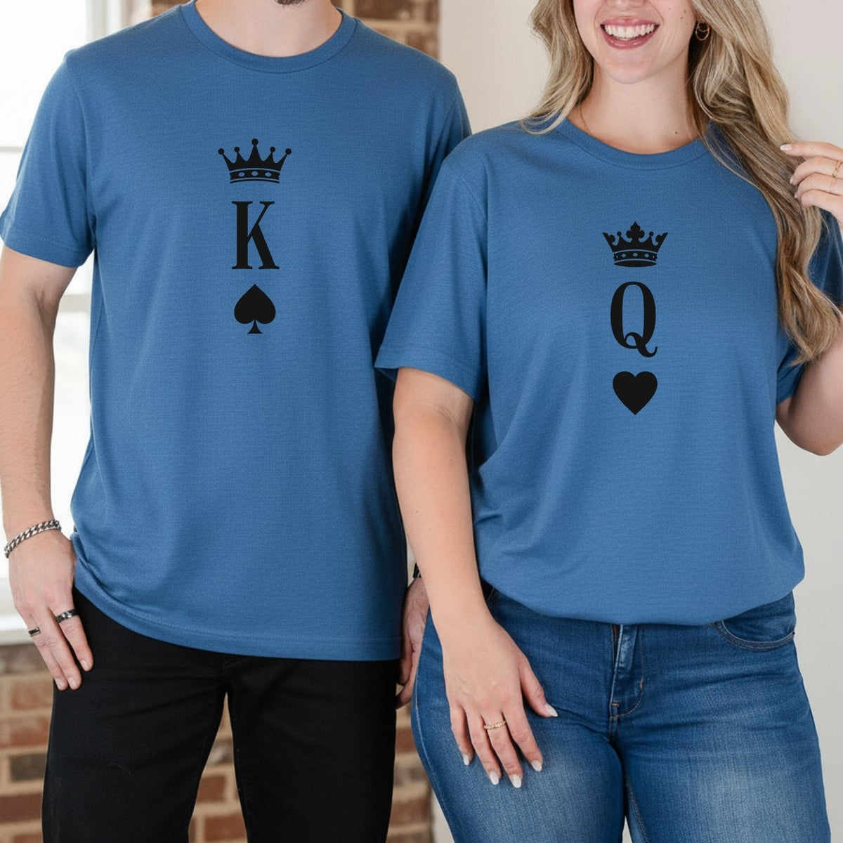 King and Queen Heart Matching T-Shirts For Couples product image 9