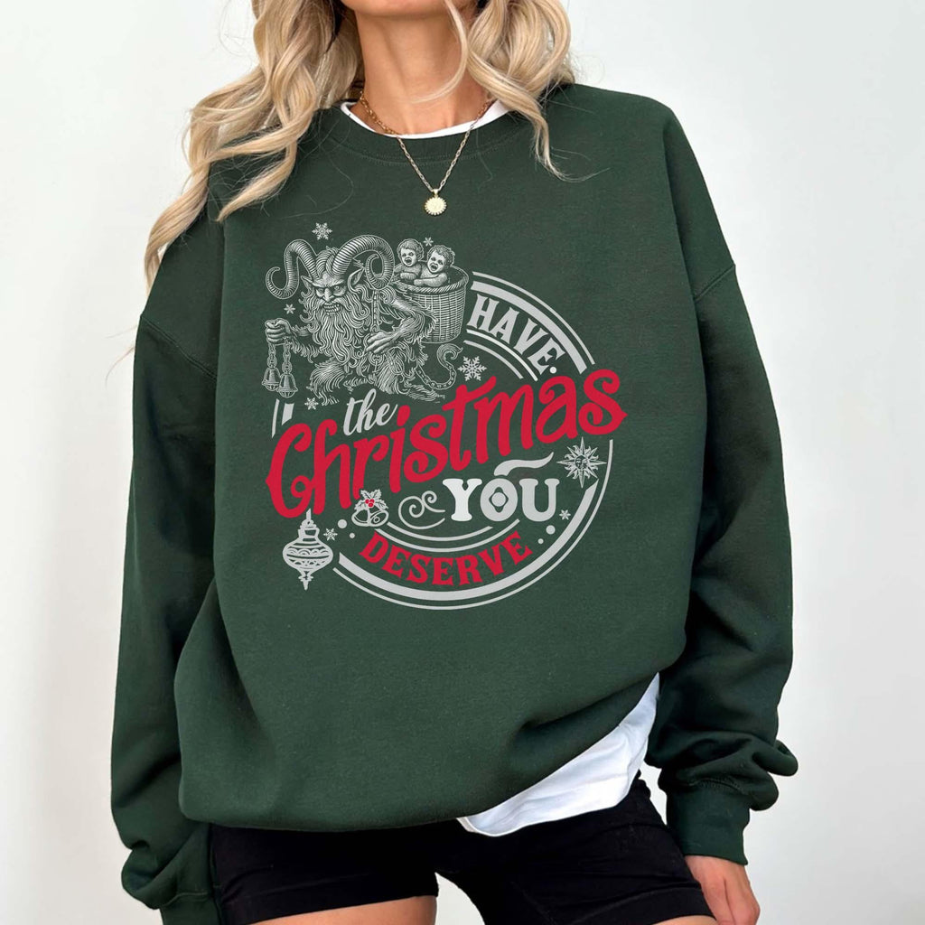 Krampus Have the Christmas You Deserve Sweatshirt – Dark product image 4