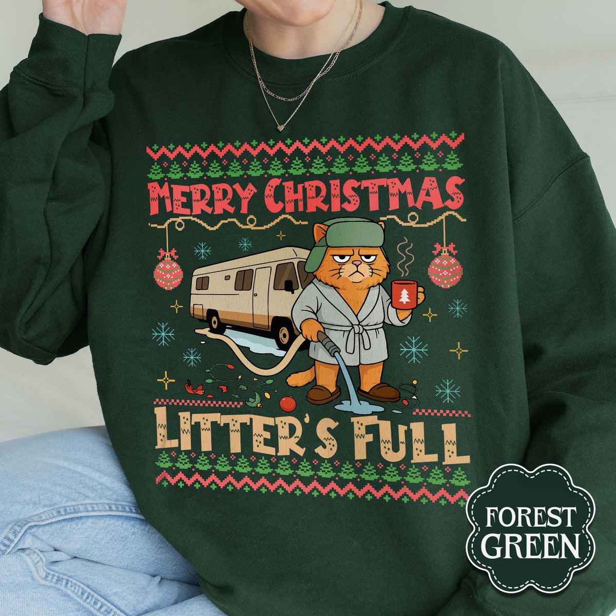Litter’s Full Cat Christmas Sweatshirt – Funny Xmas product image 2