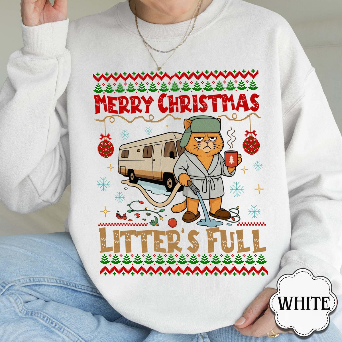 Litter’s Full Cat Christmas Sweatshirt – Funny Xmas product image 4