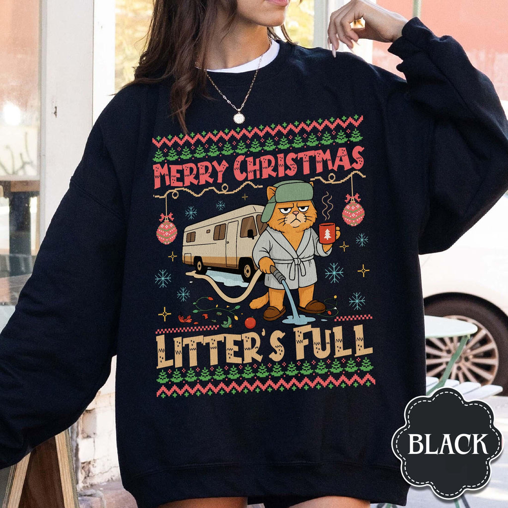 Litter’s Full Cat Christmas Sweatshirt – Funny Xmas product image 5