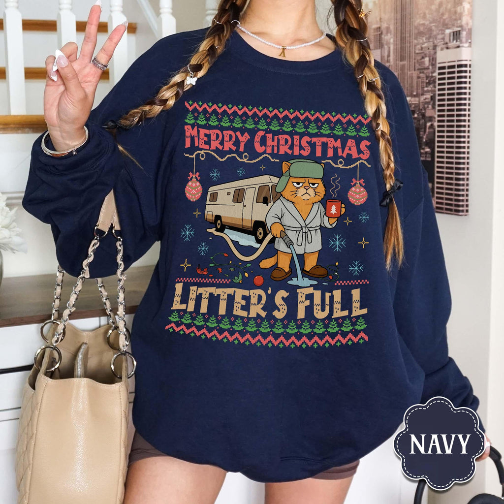 Litter’s Full Cat Christmas Sweatshirt – Funny Xmas product image 9