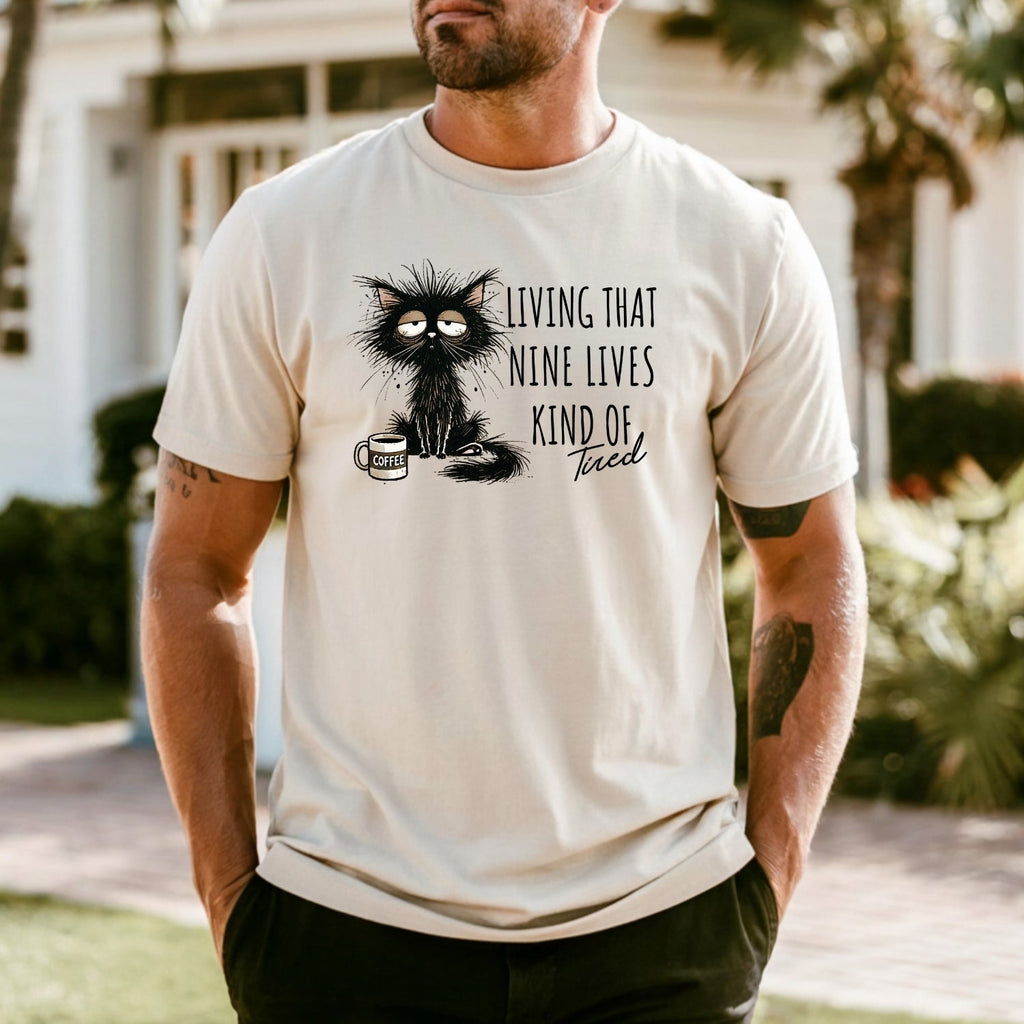 Living That Nine Lives Kind of Tired - Funny Cat Sarcastic product image 1