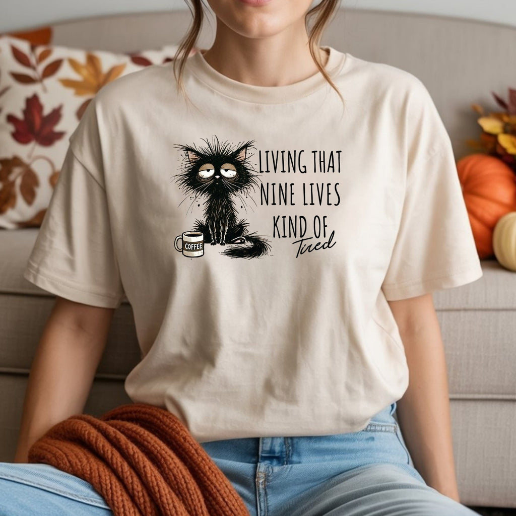 Living That Nine Lives Kind of Tired - Funny Cat Sarcastic product image 4