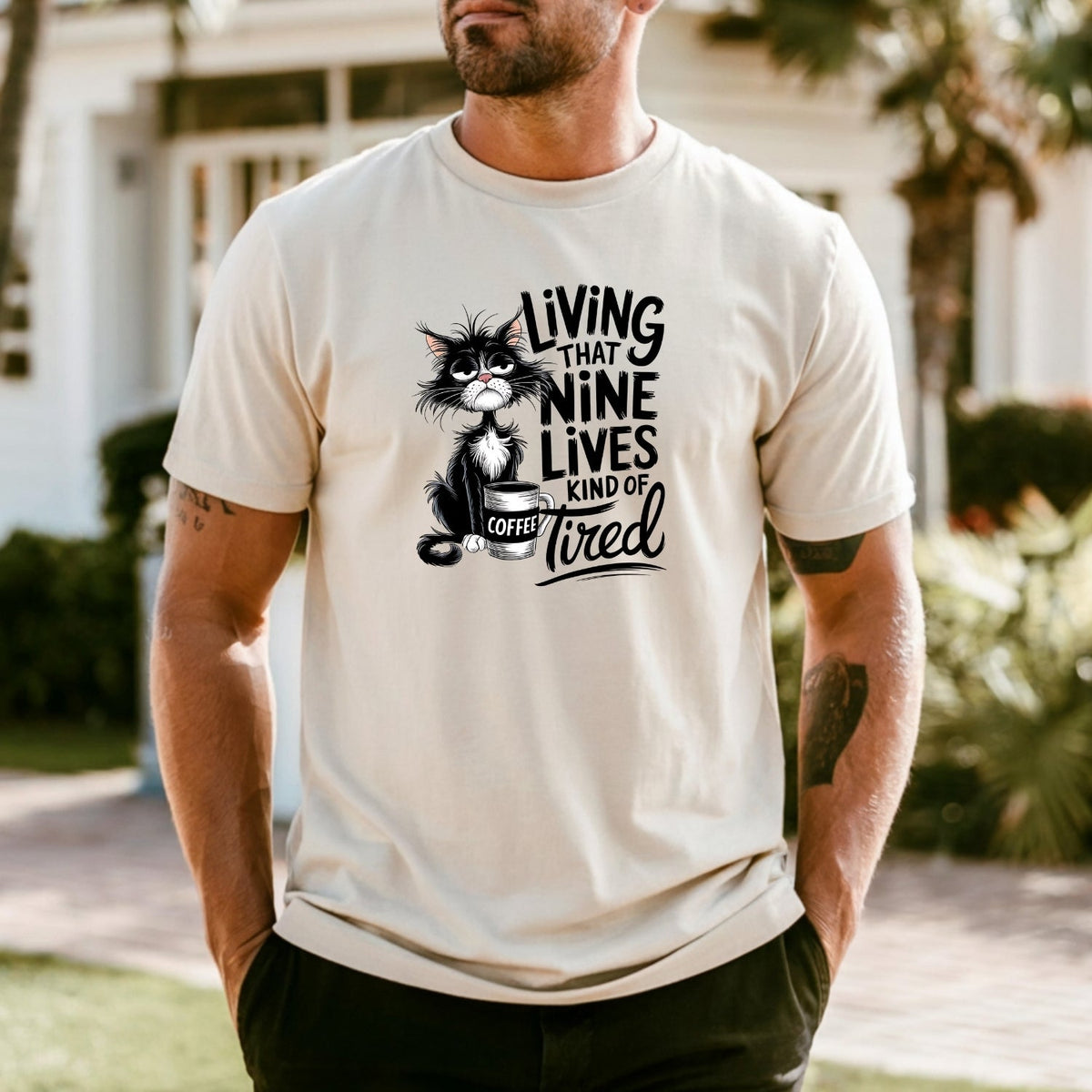 Living That Nine Lives Tired - Funny Cat Sarcastic Graphic product image 11
