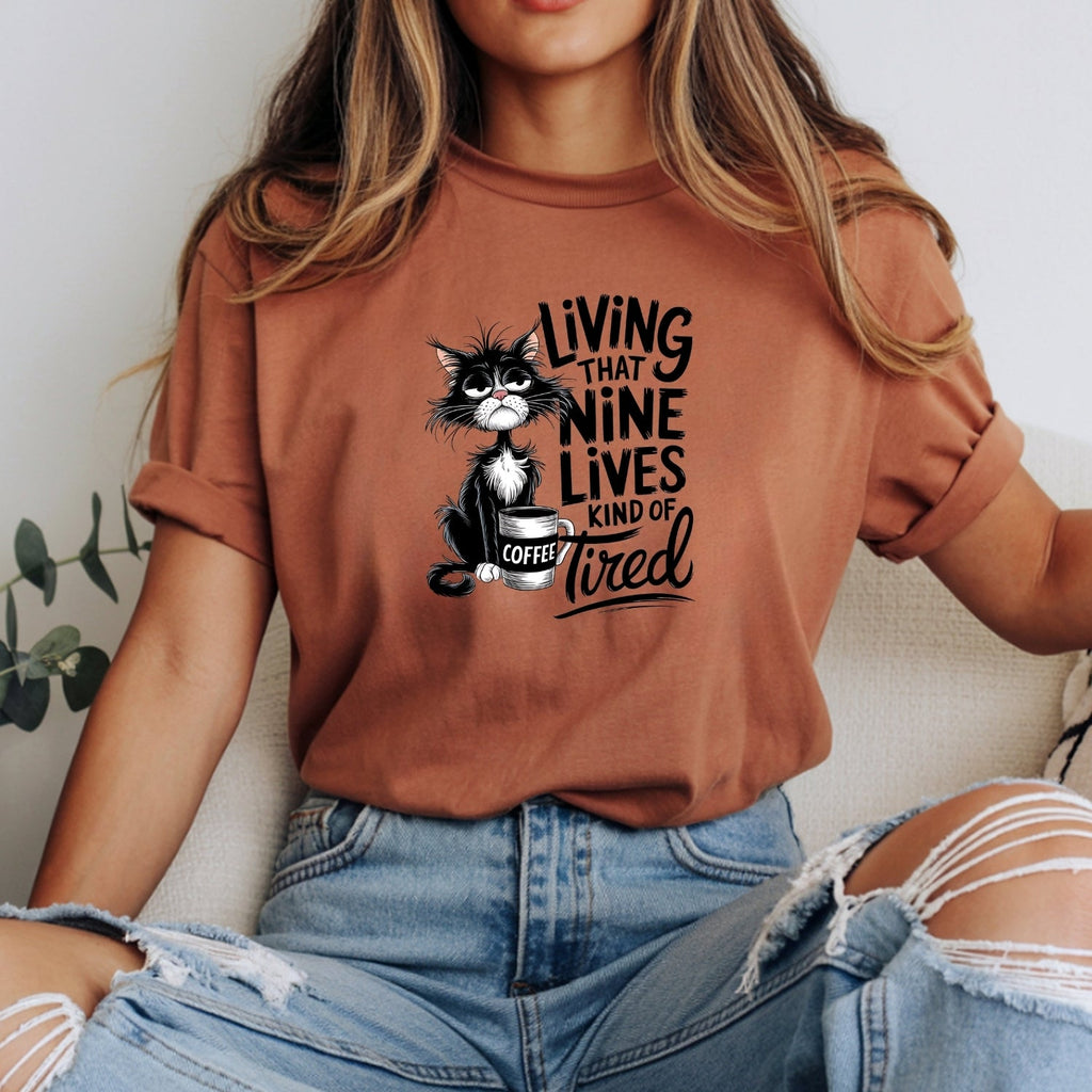 Living That Nine Lives Tired - Funny Cat Sarcastic Graphic product image 12