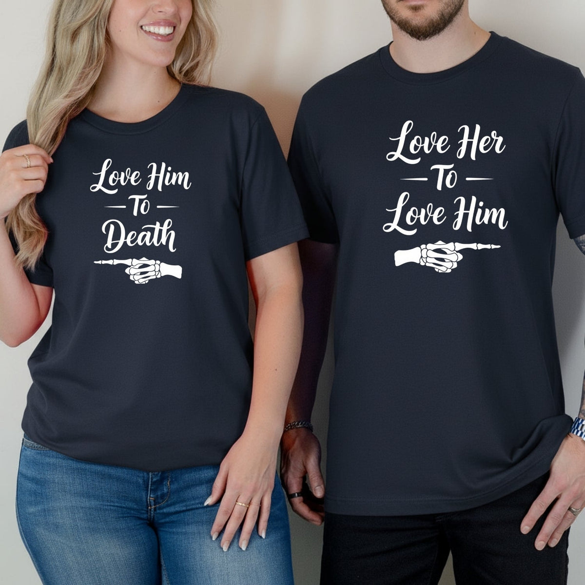 Love Him To Death Her To Matching T-Shirt For Couples product image 5