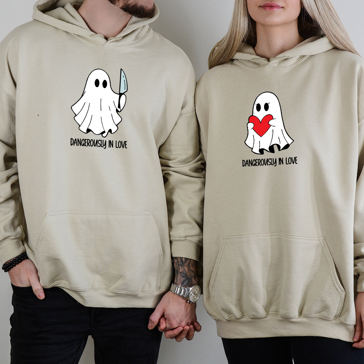 Love or Knife Ghost Matching Hoodies For Couples product image 2