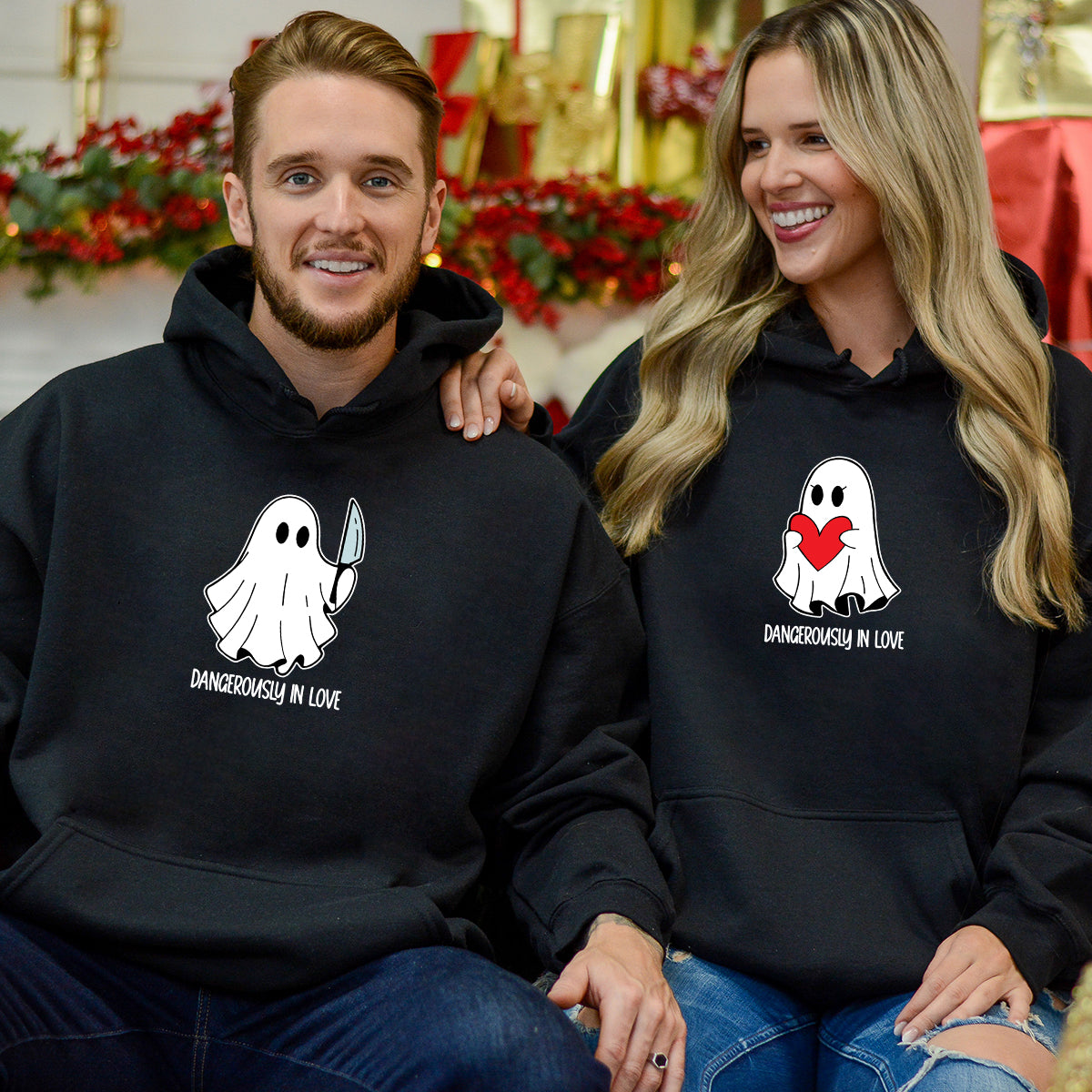 Love or Knife Ghost Matching Hoodies For Couples product image 3
