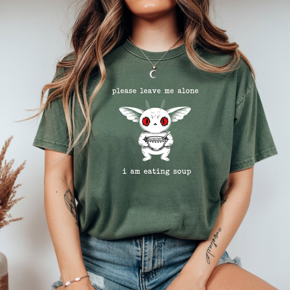 Mothman Eating Soup T-Shirt - Funny Cryptid Sarcastic product image 4