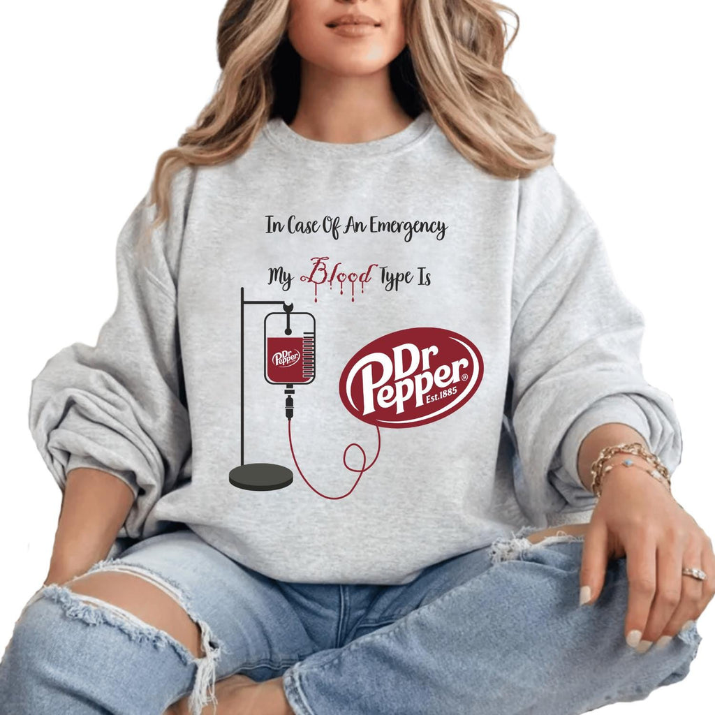 My Blood Type Is Dr Pepper Funny Graphic Sweatshirt – Youth product image 1