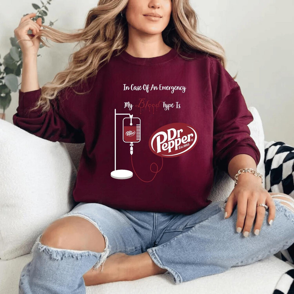My Blood Type Is Dr Pepper Funny Graphic Sweatshirt – Youth product image 2