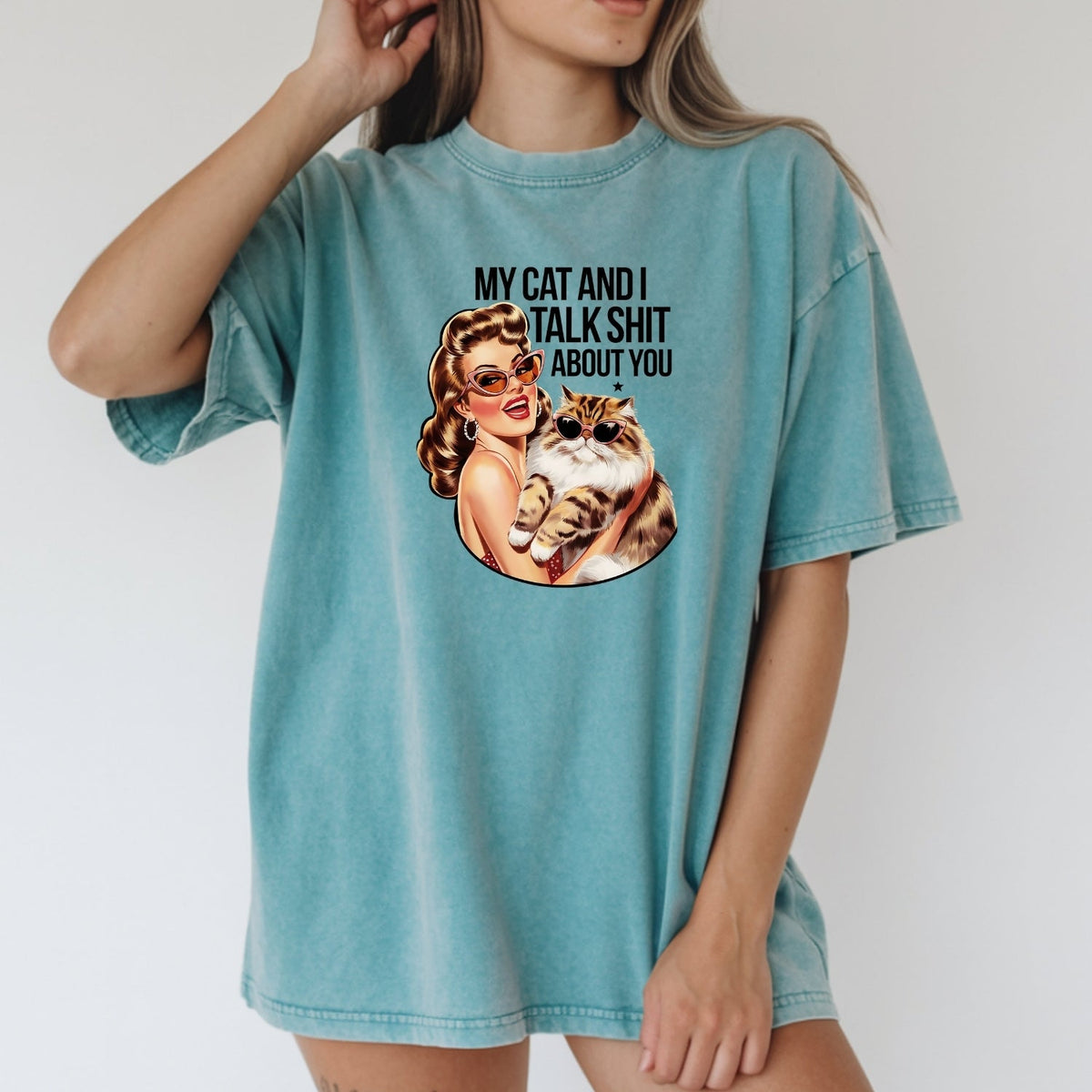 My Cat And I Talk About You T-Shirt - Funny Sarcastic product image 5