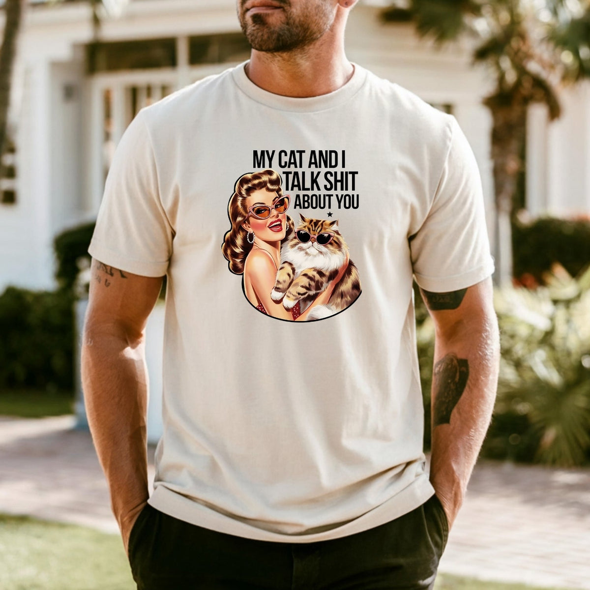 My Cat And I Talk About You T-Shirt - Funny Sarcastic product image 6