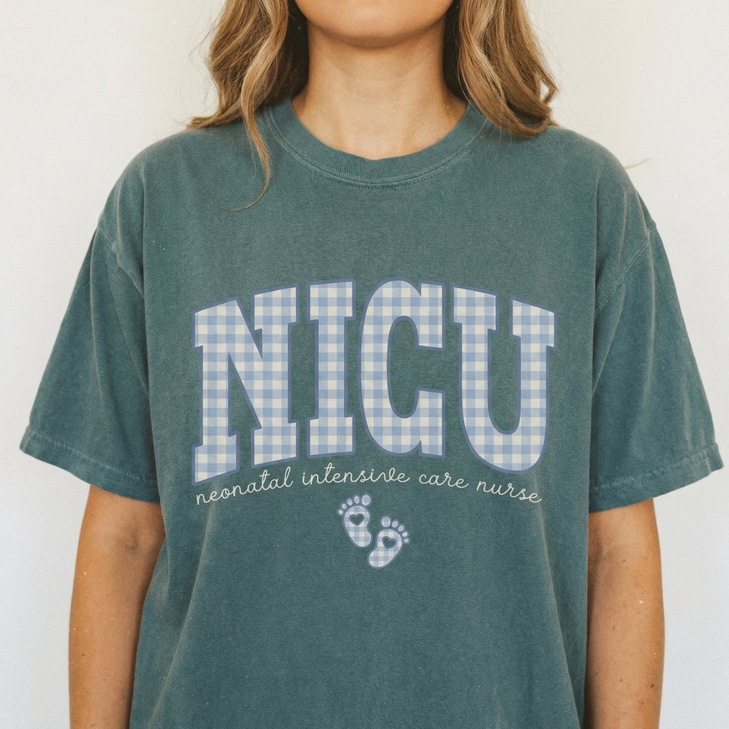 NICU Nurse Gingham Shirt – Neonatal Intensive Care Graphic product image 2