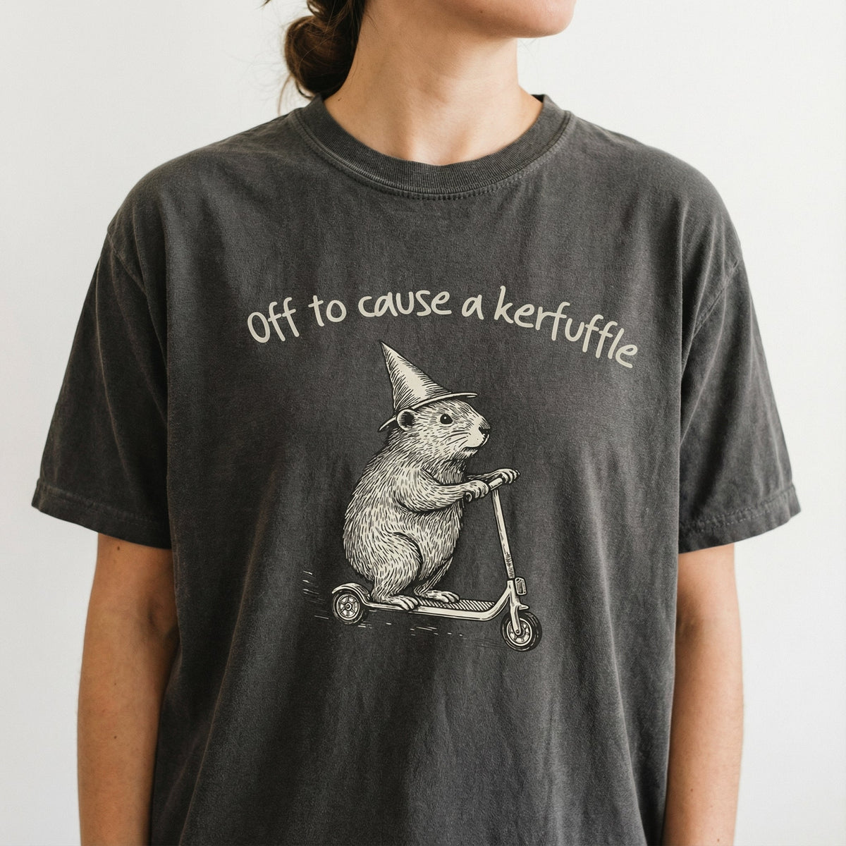 Off to Cause a Kerfuffle Funny Graphic T-Shirt - Groundhog product image 1