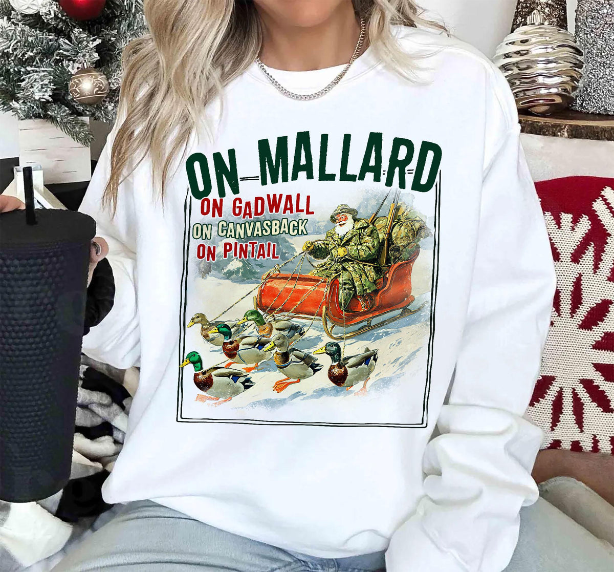 On Mallard On Gadwall Christmas Sweatshirt – Funny Duck product image 6